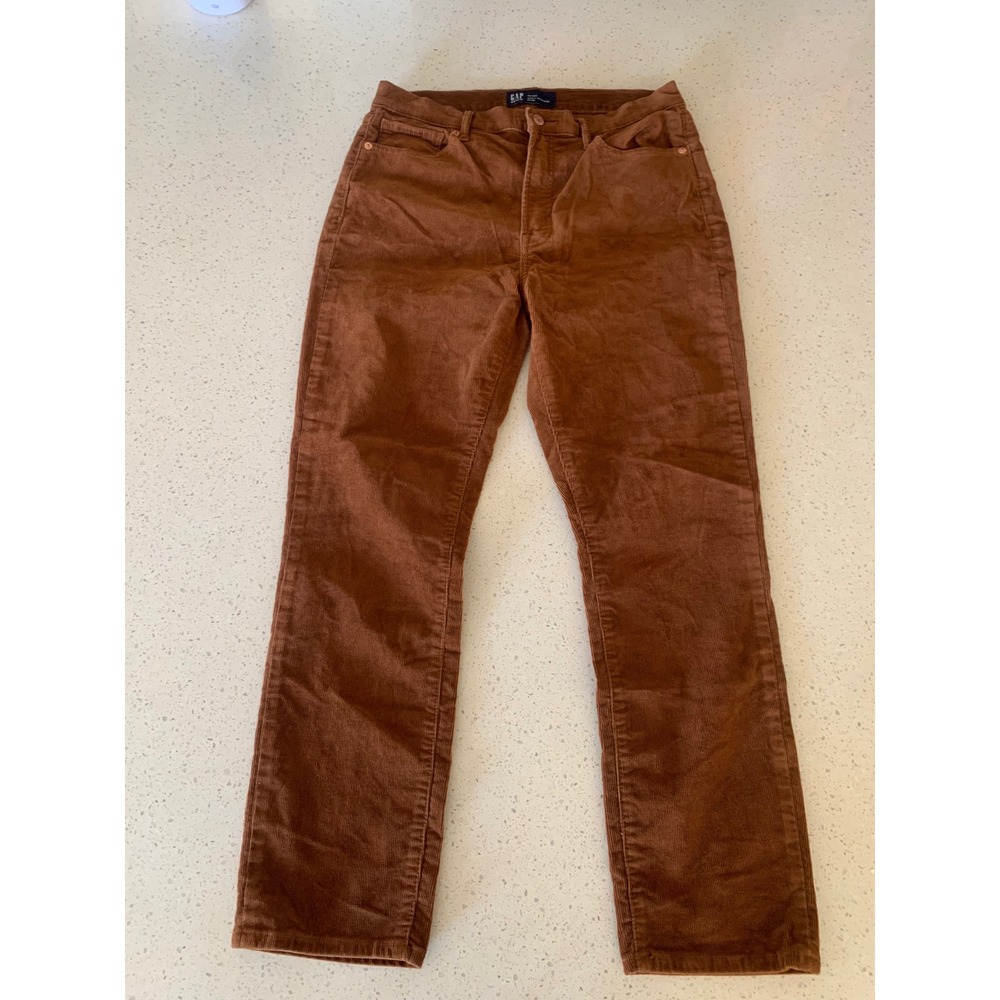 Gap Soft Vintage Slim Corduroy Pants Cognac Brown Womens 10/30 Mid Rise Straight - Picture 1 of 8